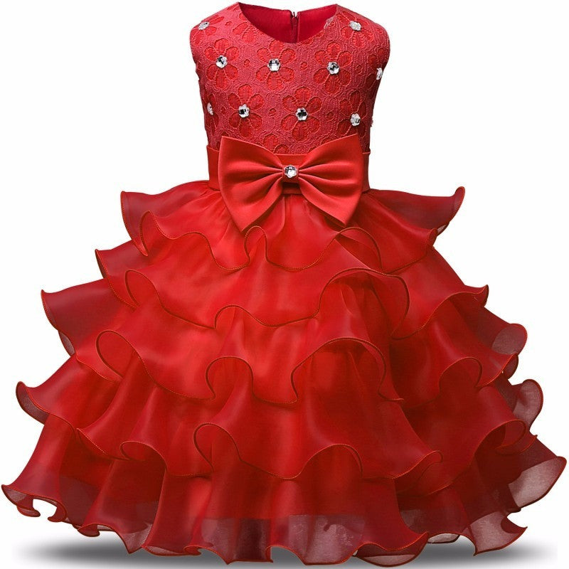 Juliette - Rhinestone, Lace and Ruffled Flower Girl Dress