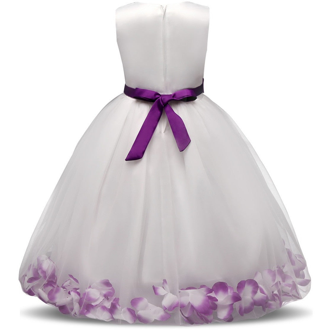Elsa - White Flower Girl Dress with Colored Petals - Multiple Colors