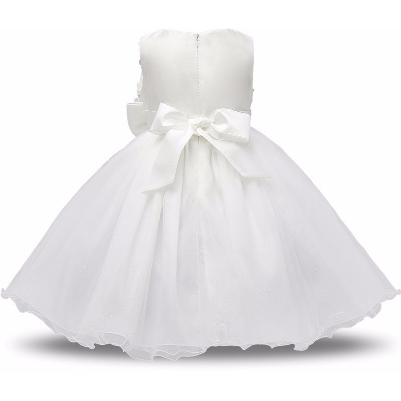 Jennifer - Rosette Flower Girl Dress with Ribbon
