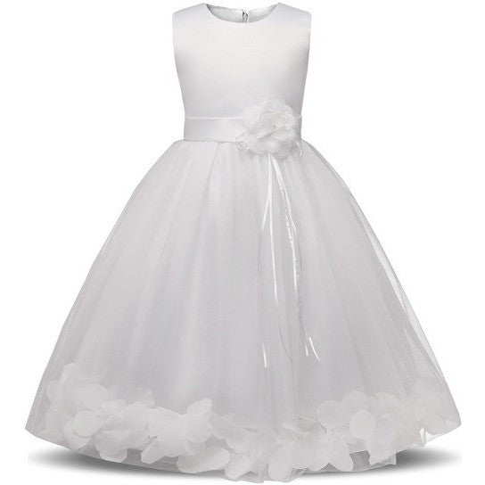 Elsa - White Flower Girl Dress with Colored Petals - Multiple Colors