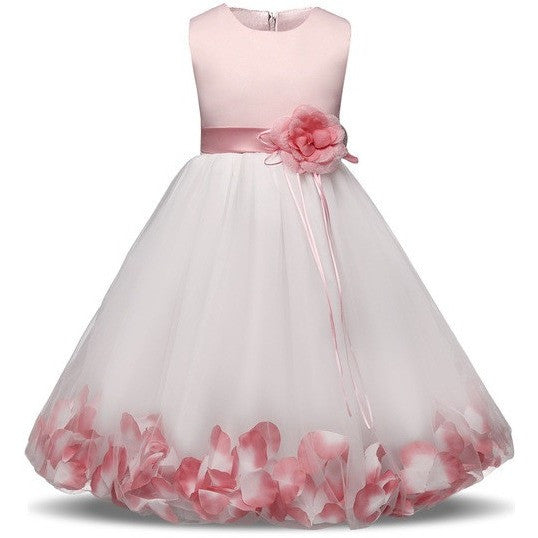 Elsa - White Flower Girl Dress with Colored Petals - Multiple Colors