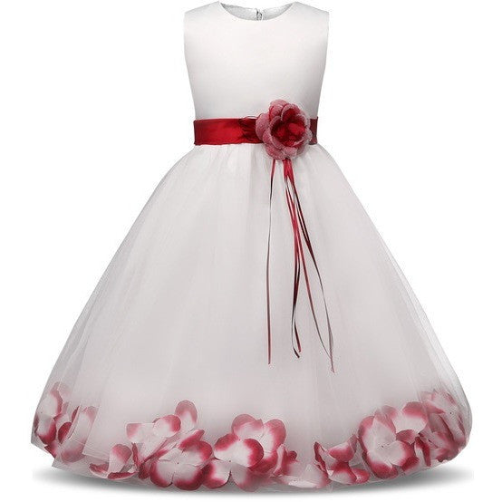 Elsa - White Flower Girl Dress with Colored Petals - Multiple Colors