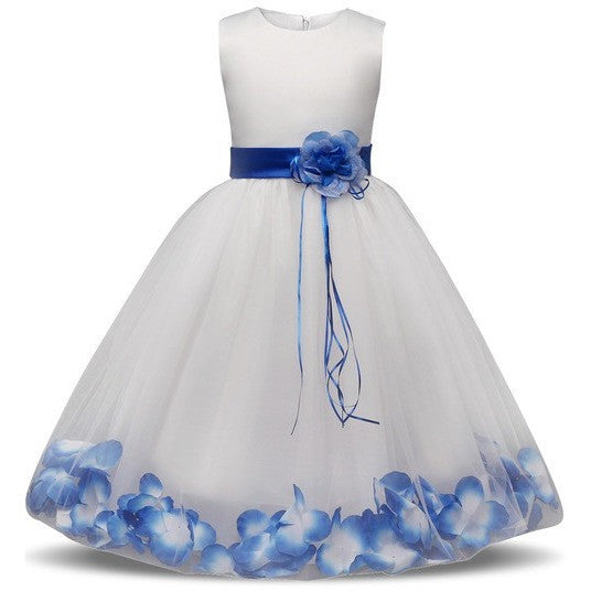 Elsa - White Flower Girl Dress with Colored Petals - Multiple Colors