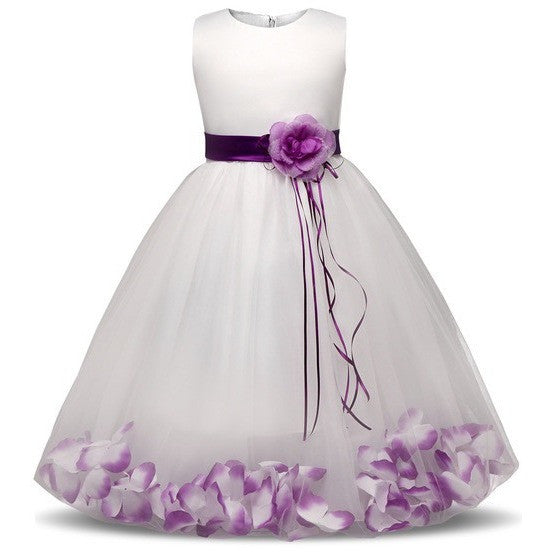 Elsa - White Flower Girl Dress with Colored Petals - Multiple Colors