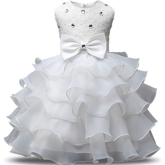 Juliette - Rhinestone, Lace and Ruffled Flower Girl Dress
