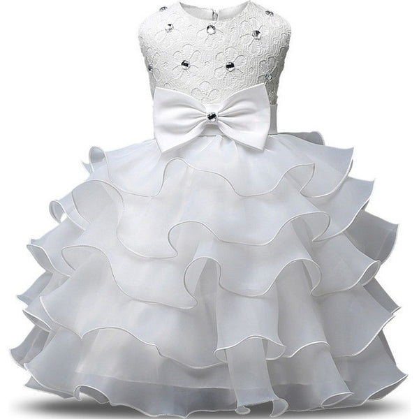 Juliette - Rhinestone, Lace and Ruffled Flower Girl Dress