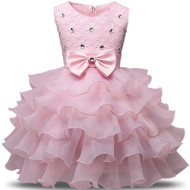 Juliette - Rhinestone, Lace and Ruffled Flower Girl Dress