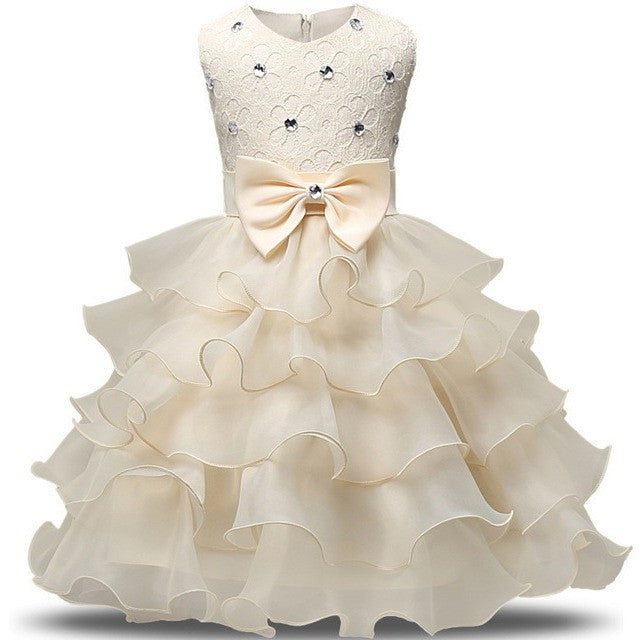 Juliette - Rhinestone, Lace and Ruffled Flower Girl Dress