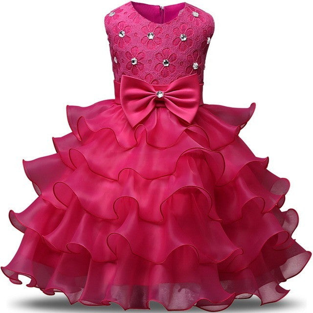 Juliette - Rhinestone, Lace and Ruffled Flower Girl Dress