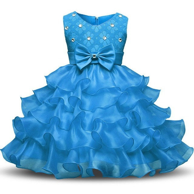Juliette - Rhinestone, Lace and Ruffled Flower Girl Dress