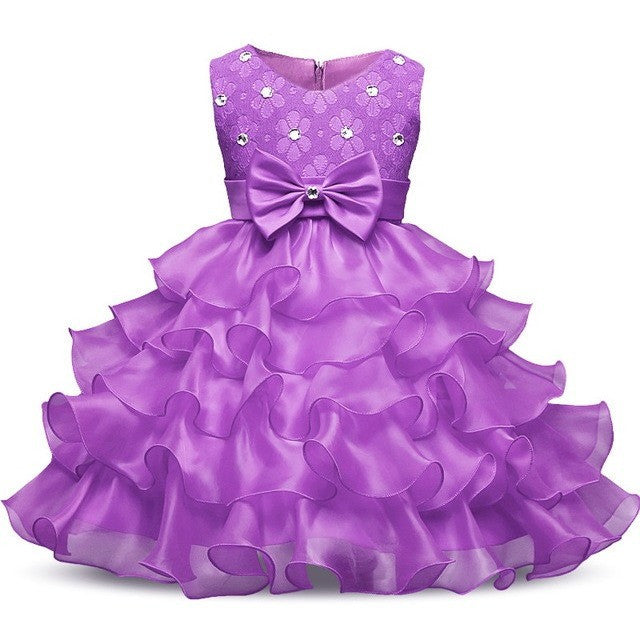 Juliette - Rhinestone, Lace and Ruffled Flower Girl Dress