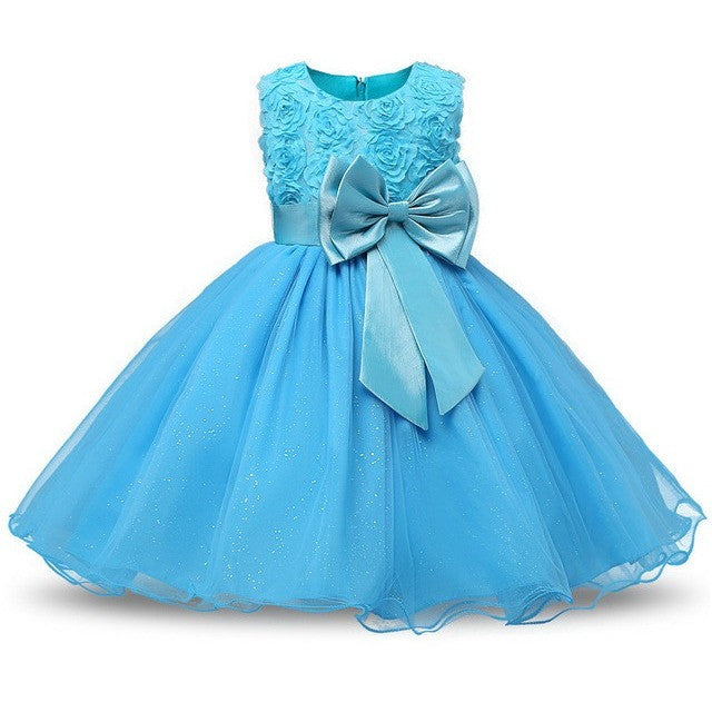 Jennifer - Rosette Flower Girl Dress with Ribbon