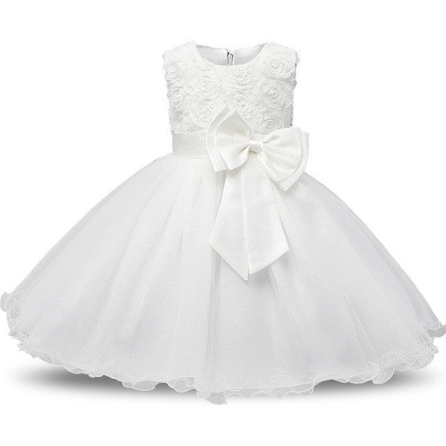 Jennifer - Rosette Flower Girl Dress with Ribbon