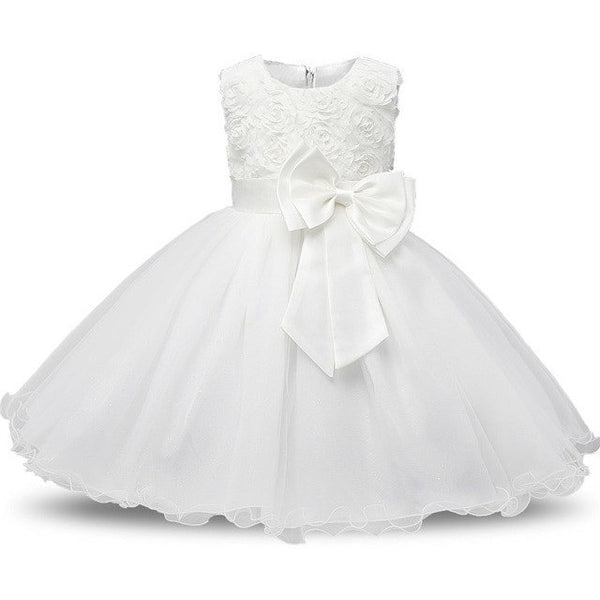 Jennifer - Rosette Flower Girl Dress with Ribbon