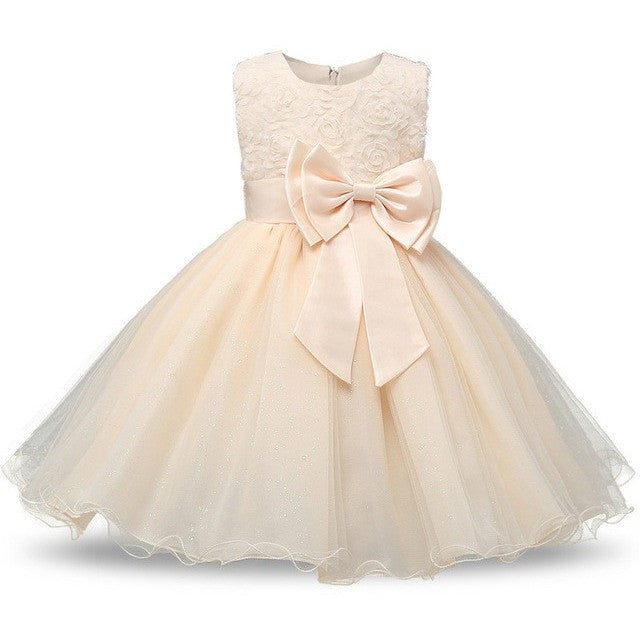 Jennifer - Rosette Flower Girl Dress with Ribbon