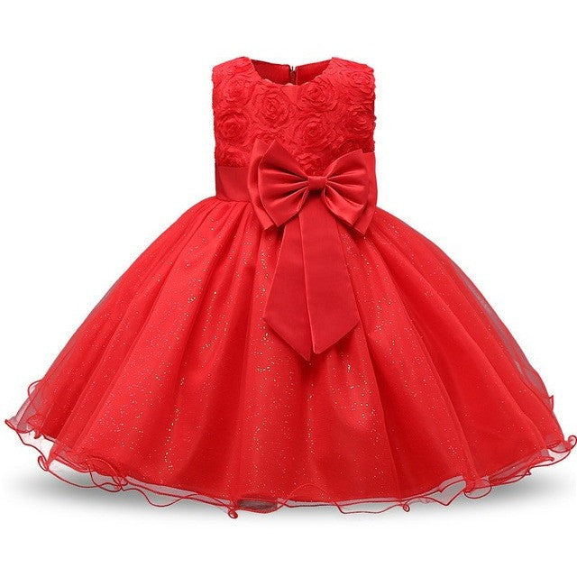 Jennifer - Rosette Flower Girl Dress with Ribbon