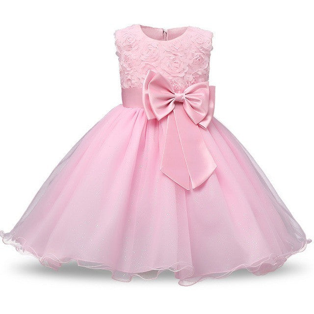 Jennifer - Rosette Flower Girl Dress with Ribbon