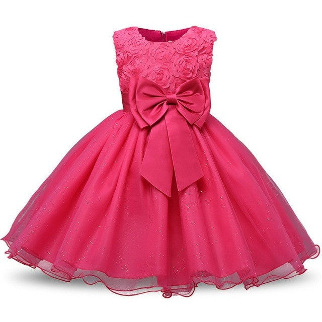 Jennifer - Rosette Flower Girl Dress with Ribbon