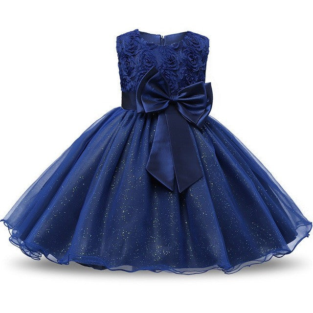 Jennifer - Rosette Flower Girl Dress with Ribbon